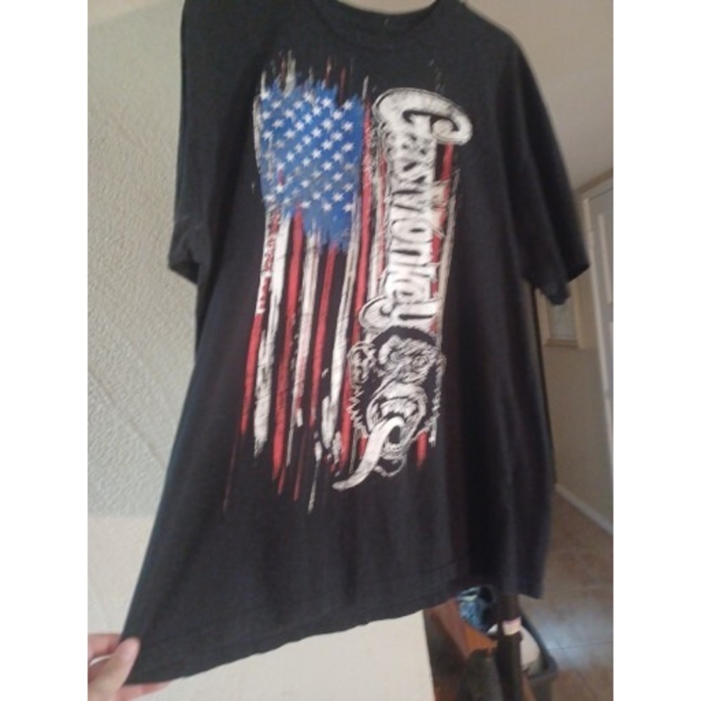 Gas Monkey Garage T Shirt Black American Flag Graphic Mens Sz Xl Cars